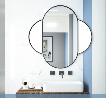 Owalne lustro w czarnej ramie 100x50cm OPUS - Ścienne lustro Scandi