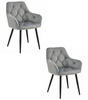 "Krzesło JORK - aksamit srebrno-szary / nogi czarne x 2"