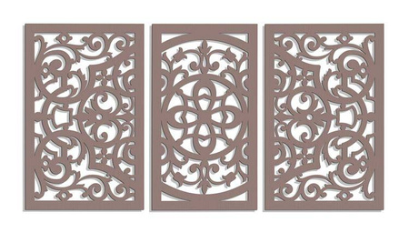 DEKORACYJNY TRYPTYK AŻUROWY, FLORELLE, DEKORACJA ŚCIENNA 3D, ORNAMENT, 72 x 140 cm, BIAŁY