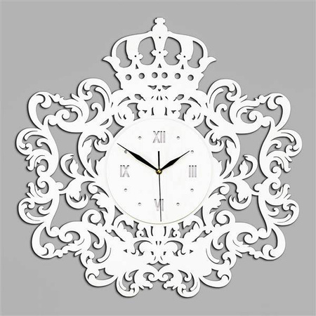 Dekoracyjny zegar ścienny ażurowy VITTORIO w kolorze białym, ORNAMENTI