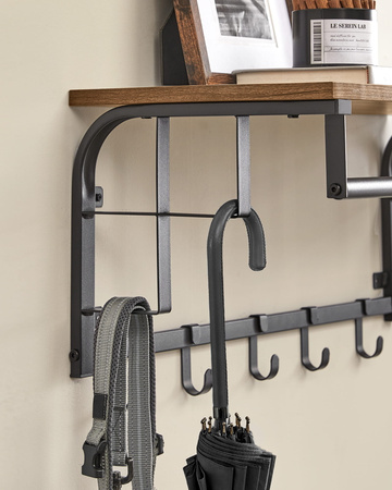 Wieszak ścienny do przedpokoju Loft - Wieszak na ścianę z półką - VASAGLE LCR102B01