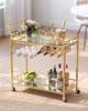 Mobilny barek na alkohol - Złoty barek na kółkach Glamour - VASAGLE LRC090A03