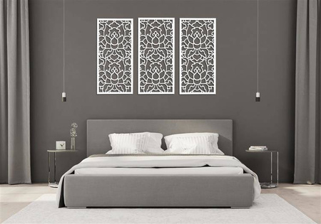 DEKORACYJNE PANELE AŻUROWE, ZESTAW 3 DEKORÓW, LOTOS STYLE, DEKORACJA ŚCIENNA 3D, 90 x 126 cm, ZŁOTY