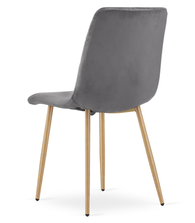 "Krzesło TURIN - ciemny szary aksamit / nogi kolor drewna x 3"