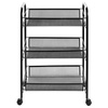 3-poziomowa półka kuchenna na kółkach - Czarny mobilny regał kuchenny Wózek