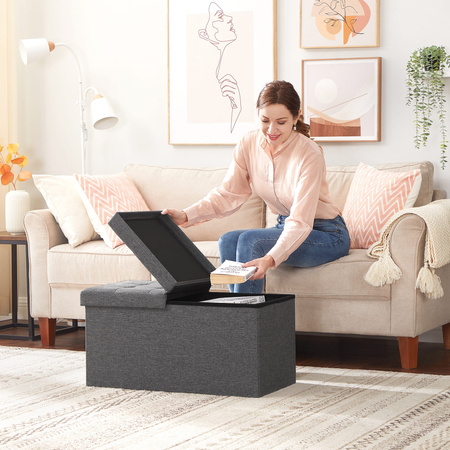 Otwierana pufa ze schowkiem - Schowek - Szary kufer - SONGMICS LSF46GYZ