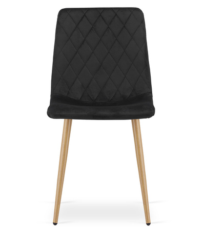 "Krzesło TURIN - czarny aksamit / nogi kolor drewna x 2"