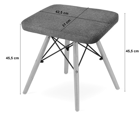 Szare tapicerowane taborety WERK (zestaw 2 sztuk) - Stołki w skandynawskim stylu