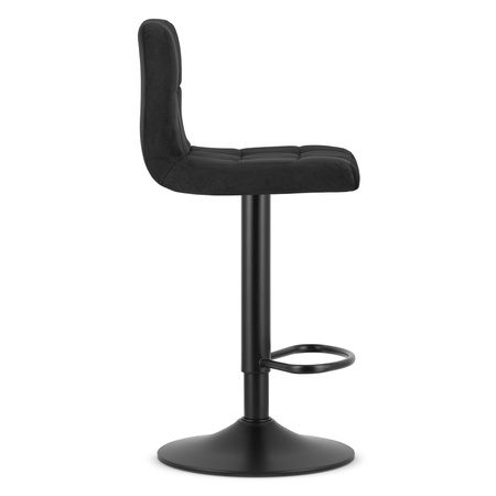 Czarne hokery PROT z aksamitu - Tapicerowane krzesła barowe z oparciem (zestaw 2)