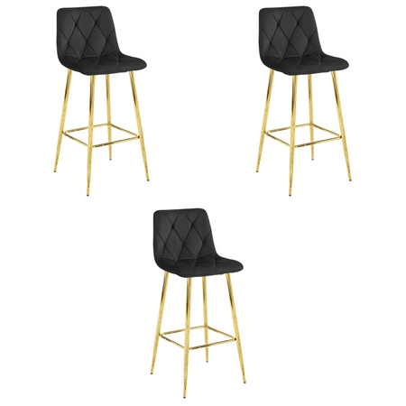 Hoker NADO - aksamit czarny / nogi ZŁOTE x 3