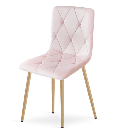 "Krzesło LIBRA - jasny róż aksamit / nogi kolor drewna x 3"