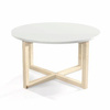 Okrągły skandynawski stolik kawowy na drewnianym stelażu [średnica 80 cm] STK-CROSSDES-80
