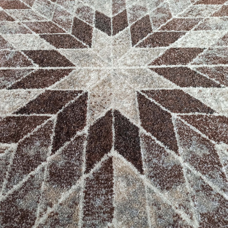 Dywan beżowy okrągły geometryczny do salonu Rozeta Panamero 10 koło 200 cm