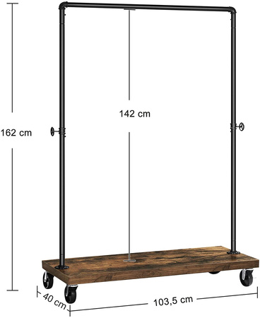Wieszak na ubrania na kółkach - stojak na ubrania z półką - VASAGLE HSR65BX