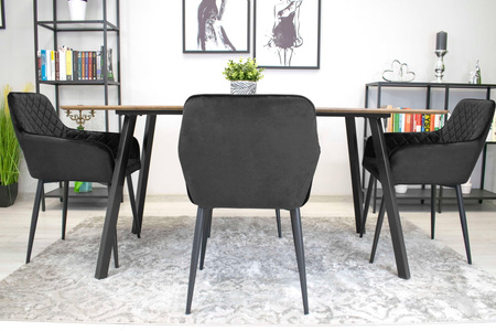 Czarne fotele do jadalni NOLA (2 sztuki) - Tapicerowane krzesła z podłokietnikami