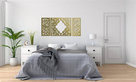AŻUROWY TRYPTYK DEKORACYJNY, CLEMENTINE, DEKORACJA ŚCIENNA 3D, WŁOSKI STYL, ORNAMENT,75 x 160 cm, CZARNY