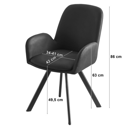 Czarne krzesła z podłokietnikami ELIA - Funkcjonalne, obrotowe krzesła z ekoskóry x2