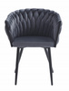 Tapicerowane krzesło ciemnoszare Warkocz ORION - Plecione krzesło z aksamitu