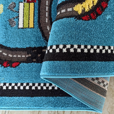 Dywan sensoryczny dla chłopca Tor Samochodowy Niebieski Color Kids 04 100x150 cm