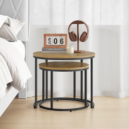 Zestaw 2 stolików kawowych okrągłych - Loftowy podwójny stolik kawowy