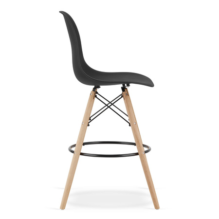 Czarne krzesło barowe z tworzywa do kuchni LAMAL - Nowoczesny hoker do wyspy