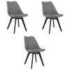 Ciemnoszare krzesła kuchenne MARK z tworzywa na czarnych drewnianych nogach (3 sztuki)