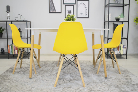 Plastikowe krzesło OSAKA - Żółte, nowoczesne krzesło do kuchni i jadalni
