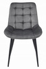 Ciemnoszare krzesła BERA do jadalni (zestaw 4 sztuk) - Tapicerowane pikowane krzesła