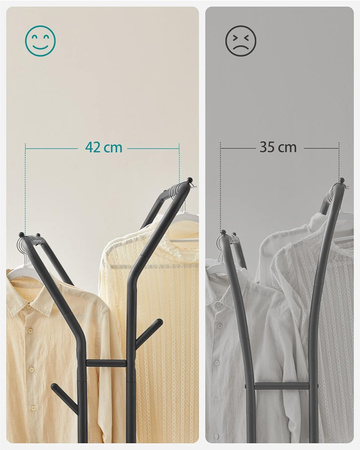 Czarny stojący wieszak na kółkach - Podwójny stojak na ubrania - SONGMICS HSR107B01