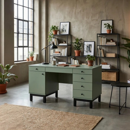 Biurko z dwoma kontenerami VERYSIMPL B-MODEL-2 — minimalistyczny blat i pełna konfiguracja