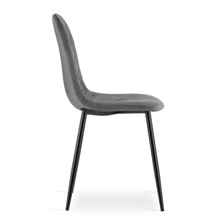 Tapicerowane krzesło ASTI - Ciemnoszare, welurowe krzesło z ozdobnym pikowaniem