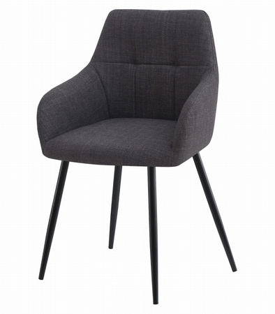 Kubełkowe krzesło BENI - Tapicerowane, grafitowe krzesło z podłokietnikami