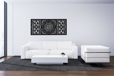 DEKORACYJNY OBRAZ AŻUROWY 3D, DEKORACJA ŚCIENNA, GIOVANNA,ORNAMENT, PANEL 53 x 120 cm, CZARNY