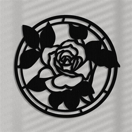 Dekoracyjny panel ażurowy, RÓŻA, DEKORACJA ŚCIENNA 3D,ORNAMENT, 60 cm, CZARNY