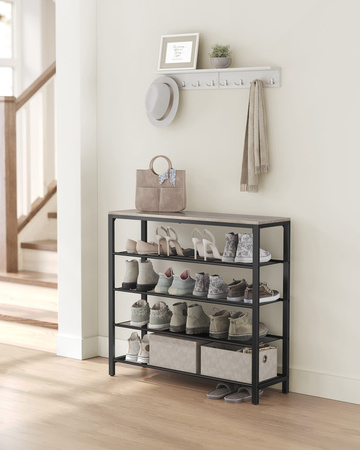 Loftowa czarna półka na buty - 5-poziomowy regał na obuwie - VASAGLE LBS015B02