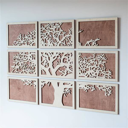 DEKORACYJNA, AŻUROWA MOZAIKA, TREE OF LIFE, 9 CZĘŚCI, BEJCA