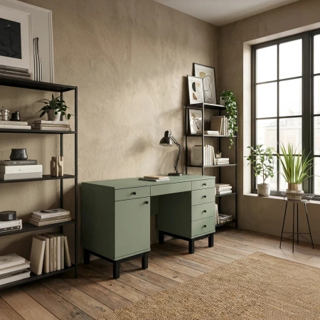 Biurko z dwoma kontenerami VERYSIMPL B-MODEL-2 — minimalistyczny blat i pełna konfiguracja