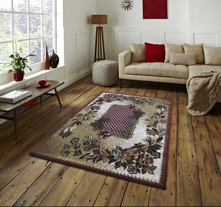 Dywan w kwiaty klasyczny do salonu BCF Alfa 01 czerwony 250x350 cm