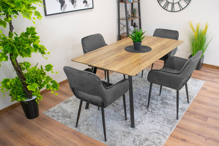 Tapicerowany fotel AMALFI - Szare, welurowe krzesło kubełkowe z podłokietnikami