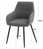 Kubełkowe krzesło BENI - Tapicerowane, grafitowe krzesło z podłokietnikami