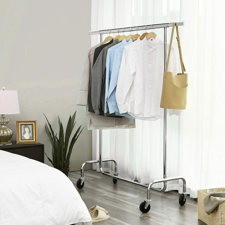 Metalowy stojak na ubrania na kółkach - Chromowany wieszak na ubrania - HSR11S SONGMICS