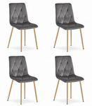 Szare krzesła tapicerowane LIBRA (4 sztuki) - Ciemnoszare krzesła z aksamitu do jadalni