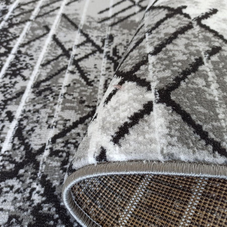 Szary mały dywan 60x100 / Soho 14 - Nowoczesny, geometryczny dywan BCF do salonu