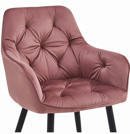 "Krzesło JORK - róż aksamit / nogi czarne x 2"