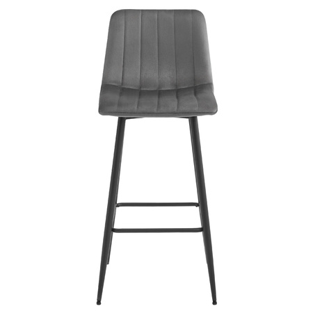 Ciemnoszary hoker POZZA - Tapicerowany, wysoki stołek barowy z oparciem