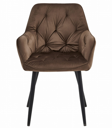 "Krzesło JORK - brąz aksamit / nogi czarne x 2"