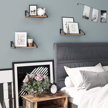 Półki ścienne do salonu - Wiszące półki na ścianę - Zestaw półek (Brąz Vintage) VASAGLE LWS33BX