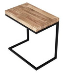 Stolik kawowy wsuwany metalowy industrialny z drewnianym blatem CELUJĄCY / pomocnik pod laptop / 50 x 30 cm