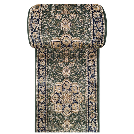 Zielony chodnik dywanowy Exclusive 03 N – klasyczny wzór, szerokość 70 cm, cięty na wymiar