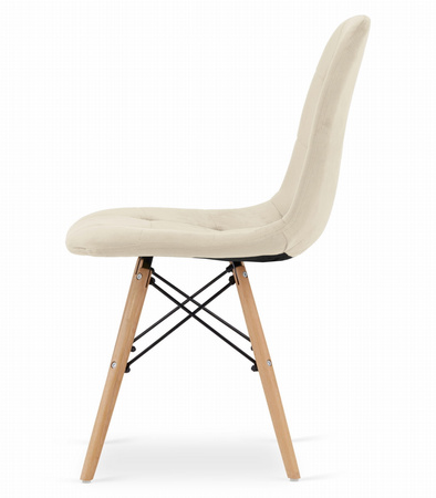 Beżowe krzesła z aksamitu DUMO - Tapicerowane jasne krzesła kuchenne (4 sztuki)